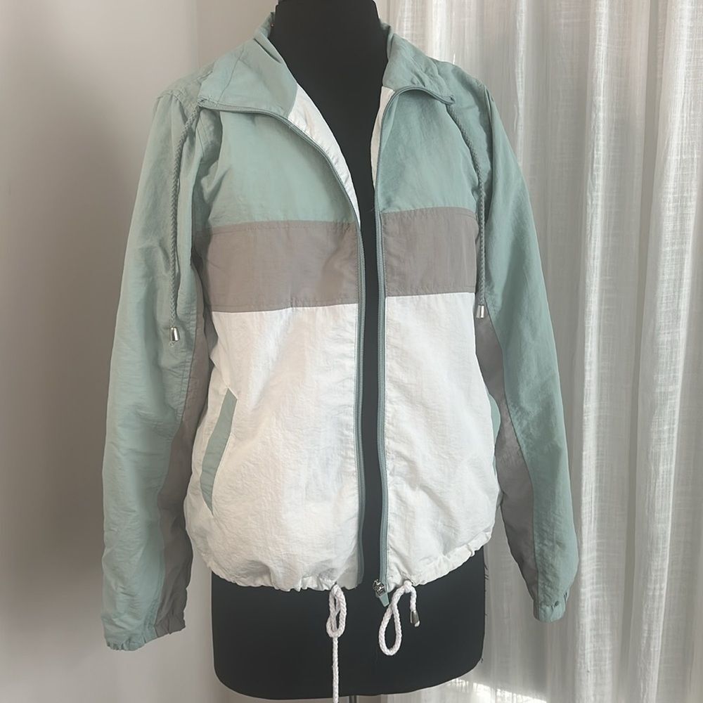 Athletic Collection by 26 International Colorblock Blue White Windbreaker Jacket